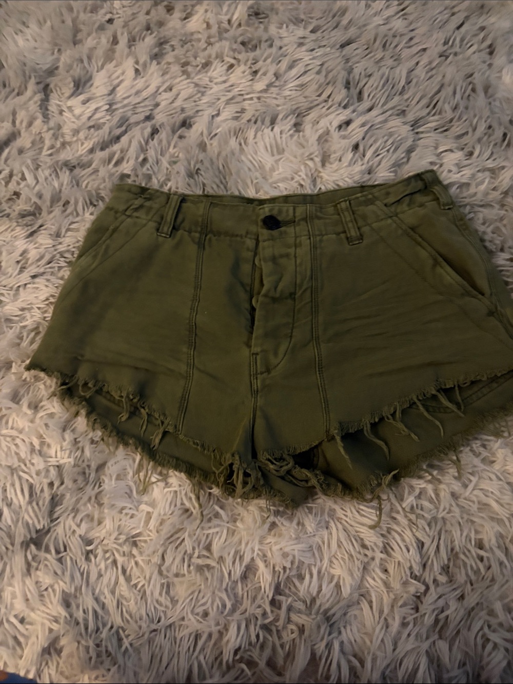 Free people Women's Olive Green Frayed Hem Shorts